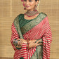 Red Checked Leheriya Print With Elephant Butta Dola Silk Saree
