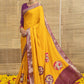 Mustard Yellow Bandhani Print With Motifs Butta Dola Silk Ready to Wear Saree