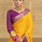 Mustard Yellow Bandhani Print With Motifs Butta Dola Silk Saree