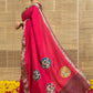 Red Bandhani Print With Elephant Butta Dola Silk Ready to Wear Saree
