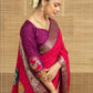 Red Bandhani Print With Elephant Butta Dola Silk Ready to Wear Saree