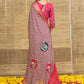 Red Checked Leheriya Print With Temple Motifs Dola Silk Saree