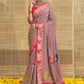Red Checked Leheriya Print With Temple Motifs Dola Silk Saree