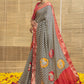 Black Leheriya Print With Motifs Checked Dola Silk Ready to Wear Saree
