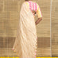 Beige Scalloped Printed Border Soft Tissue Ready to Wear Saree