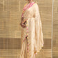 Beige Scalloped Printed Border Soft Tissue Ready to Wear Saree