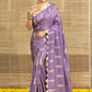 Purple Weave Leaf Butta Soft Tissue Saree
