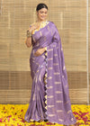 Purple Weave Leaf Butta Soft Tissue Saree
