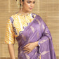 Purple Weave Leaf Butta Soft Tissue Saree