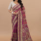 Magenta Floral Zari Weaving Banarasi Silk Saree”