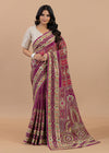 Magenta Floral Zari Weaving Banarasi Silk Saree”