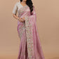 Blush Blossom – Pure Handwoven Tissue Saree