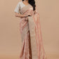“Blush Gold Pure Tissue Saree with Intricate Hand Cording Work”