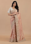 “Blush Gold Pure Tissue Saree with Intricate Hand Cording Work”