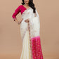 Royal Ivory & Rani Pink Designer Saree