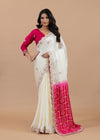 Royal Ivory & Rani Pink Designer Saree