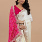 Royal Ivory & Rani Pink Designer Saree