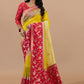 Sunlit Yellow & Red Aari Work Tissue Saree