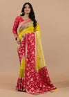 Sunlit Yellow & Red Aari Work Tissue Saree