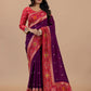 Crimson & Royal Purple Patola Dola Silk Saree
