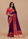 Crimson & Royal Purple Patola Dola Silk Saree