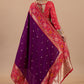 Crimson & Royal Purple Patola Dola Silk Saree