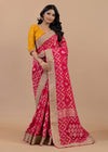 Blush Pink Khaddi Bandhani Saree