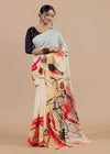 Ivory Canvas Abstract Saree
