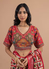 The Royal Gajraj Hand-work Patola  Red Silk Blouse
