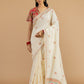white Handwoven Russian Silk Saree.