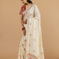 white Handwoven Russian Silk Saree.