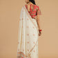 white Handwoven Russian Silk Saree.