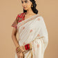 white Handwoven Russian Silk Saree.