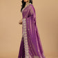 Purple Zardosi Embroidery Tissue Satin Saree