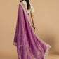 Purple Zardosi Embroidery Tissue Satin Saree
