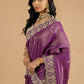 Purple Zardosi Embroidery Tissue Satin Saree