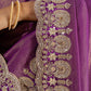 Purple Zardosi Embroidery Tissue Satin Saree