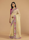 Champagne Floral Organza Saree