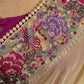 Champagne Floral Organza Saree