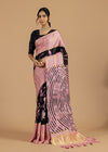 Pink Noir Floral Zari Saree