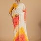 Coral Blossom Satin Saree