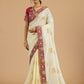 Ivory & Crimson Patola Embroidered Tussar Silk Saree