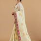 Ivory & Crimson Patola Embroidered Tussar Silk Saree