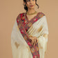 Ivory & Crimson Patola Embroidered Tussar Silk Saree