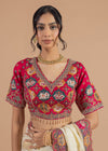 Red Patola Silk motif Pearl-Fringe Blouse