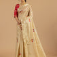 Ivory Banarasi Cotton Resham Saree