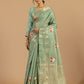 Sage Green Birdsong Cotton Saree