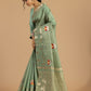 Sage Green Birdsong Cotton Saree