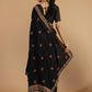 Black Handwoven Russian Silk Saree.