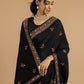 Black Handwoven Russian Silk Saree.